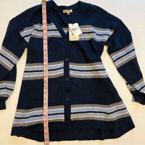 NWT Democracy Blue Striped Alpaca Blend Cardigan in Navy | Size XS - Picture 10 of 11